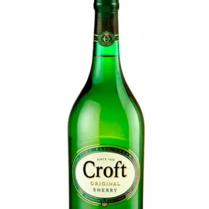 Botella de Croft Original Pale Cream Sherry sobre fondo blanco, mostrando su etiqueta distintiva.
