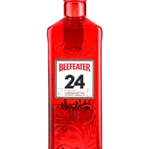 Botella de Ginebra Beefeater 24 Super Premium destacando su elegante diseño y los botánicos de té y pomelo.
